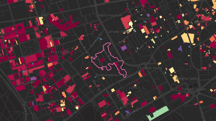 House price heatmap showing property values across Green Park