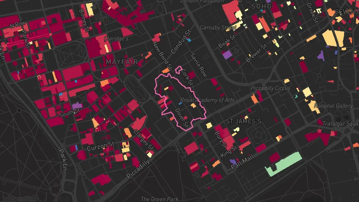 House price heatmap showing property values across Green Park