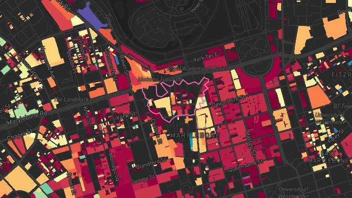 House price heatmap showing property values across Baker Street
