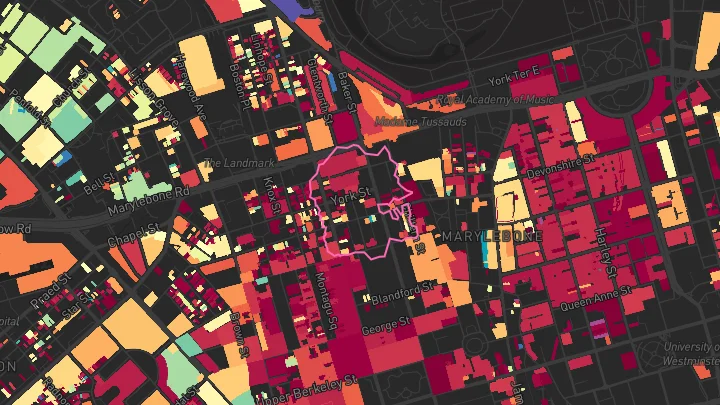 House price heatmap showing property values across Baker Street