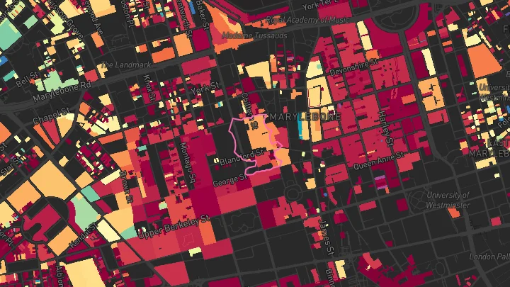 House price heatmap showing property values across Baker Street
