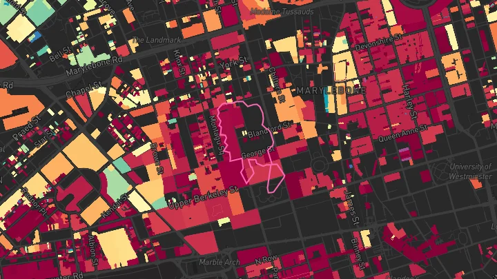 House price heatmap showing property values across Marble Arch