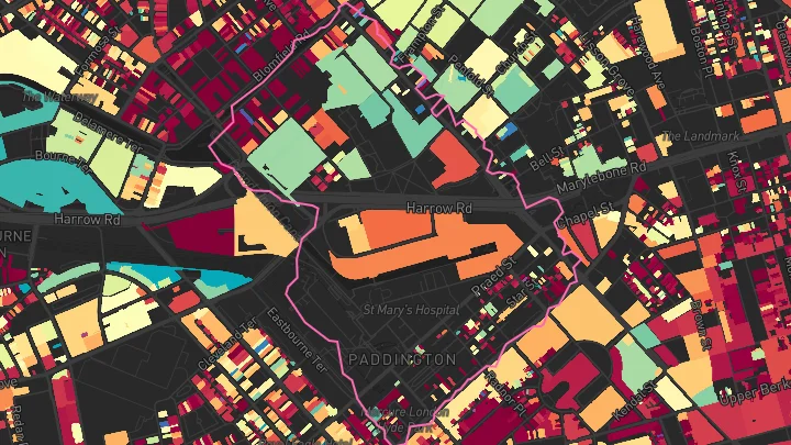 House price heatmap showing property values across Paddington