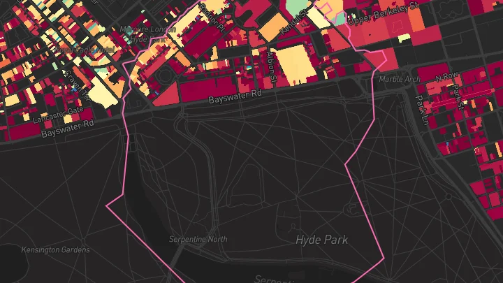 House price heatmap showing property values across Edgware Road