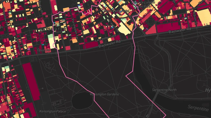 House price heatmap showing property values across Paddington