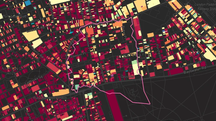 House price heatmap showing property values across Bayswater