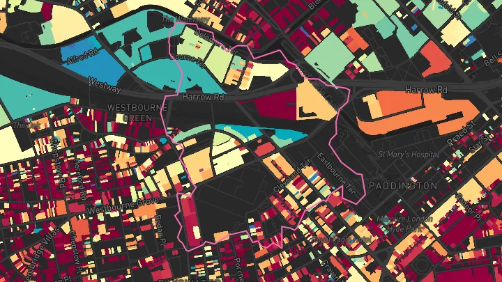 House price heatmap showing property values across Paddington