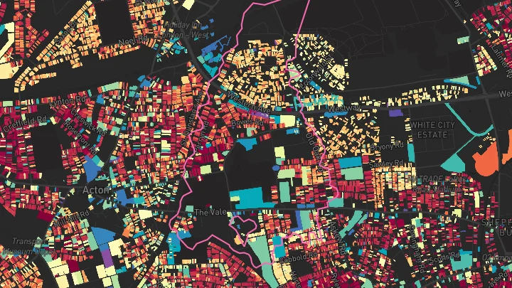 House price heatmap showing property values across East Acton