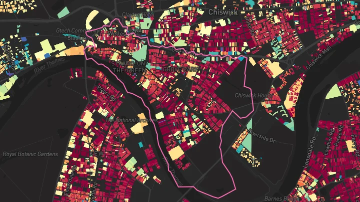 House price heatmap showing property values across Chiswick