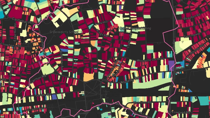 House price heatmap showing property values across Ealing Broadway