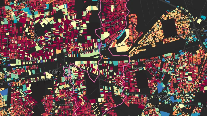 House price heatmap showing property values across Ealing Broadway