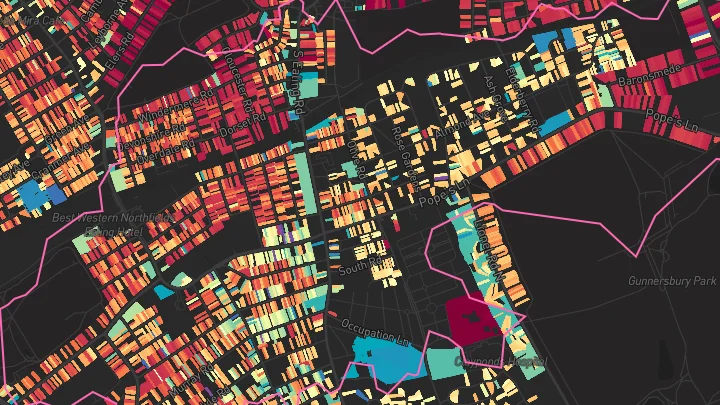 House price heatmap showing property values across South Ealing
