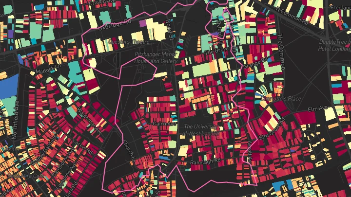 House price heatmap showing property values across Ealing Broadway