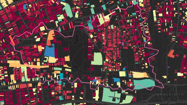 House price heatmap showing property values across Ravenscourt Park