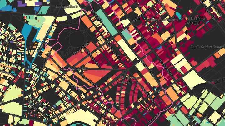 House price heatmap showing property values across Maida Vale