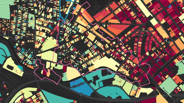 House price heatmap showing property values across Westbourne Park