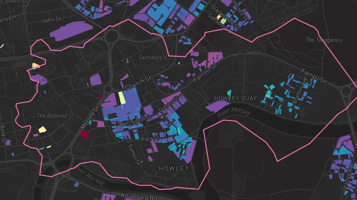 House price heatmap showing property values across Warrington