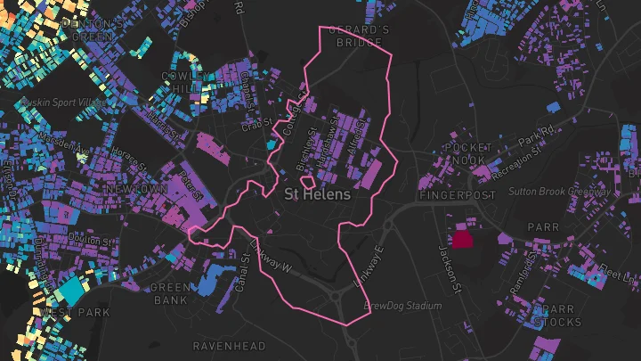 House price heatmap showing property values across St Helens