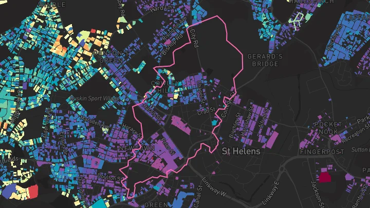 House price heatmap showing property values across St Helens