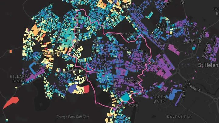 House price heatmap showing property values across St Helens