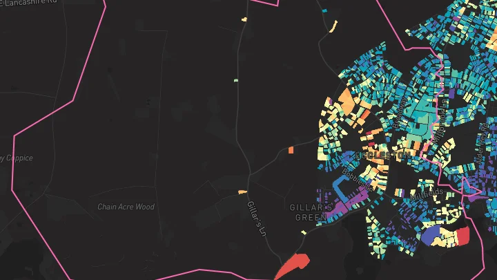 House price heatmap showing property values across Eccleston