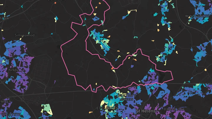 House price heatmap showing property values across Rainford