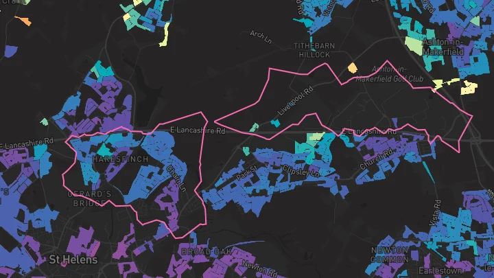House price heatmap showing property values across St Helens
