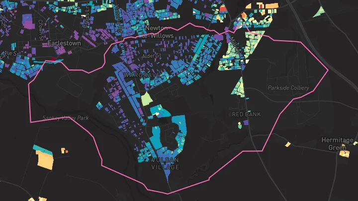 House price heatmap showing property values across Newton-Le-Willows