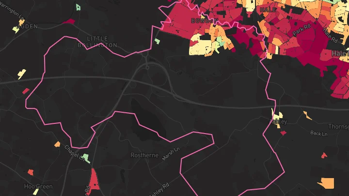 House price heatmap showing property values across Bowdon