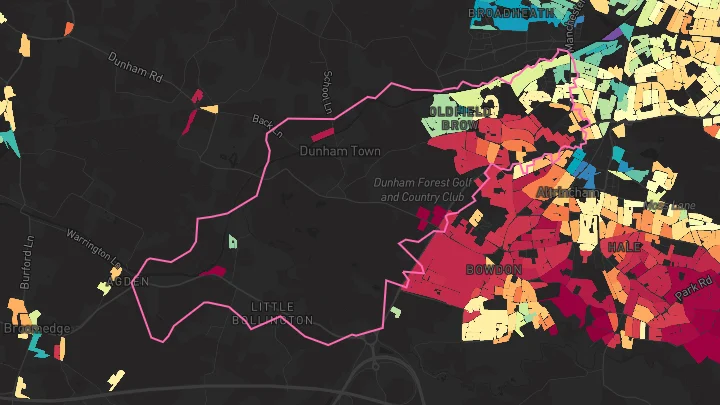 House price heatmap showing property values across Altrincham
