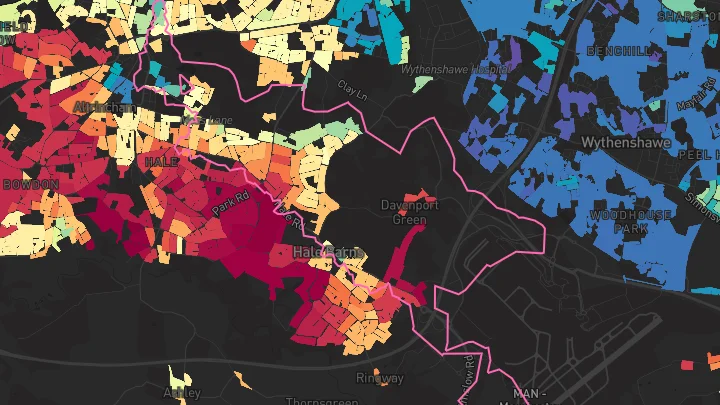 House price heatmap showing property values across Hale
