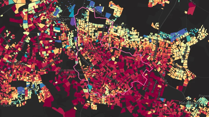 House price heatmap showing property values across Hale