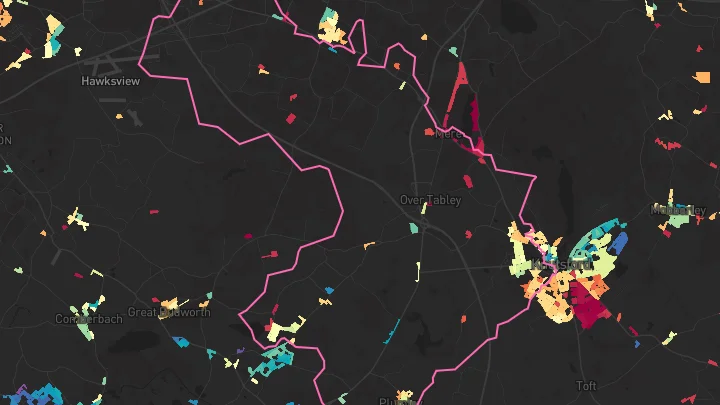 House price heatmap showing property values across Knutsford