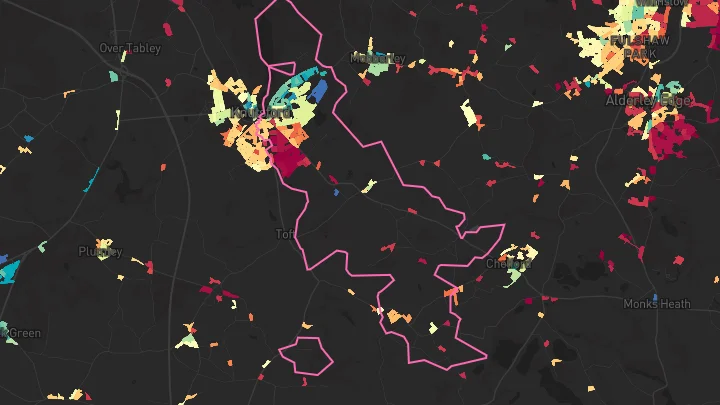 House price heatmap showing property values across Knutsford