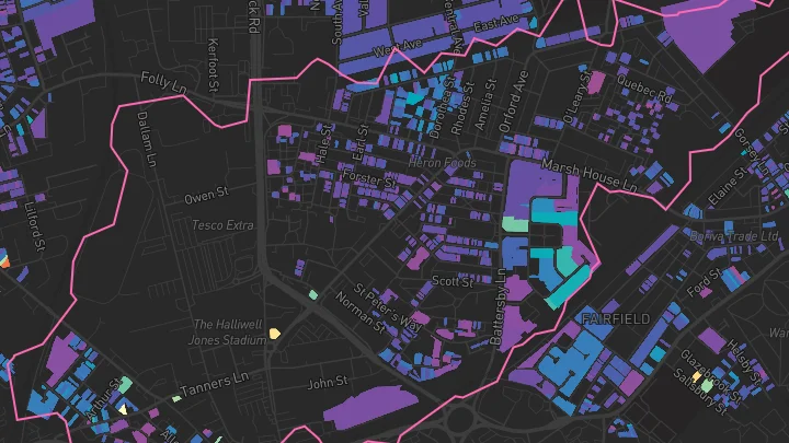 House price heatmap showing property values across Warrington