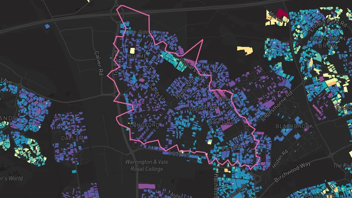 House price heatmap showing property values across Orford
