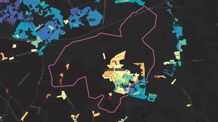 House price heatmap showing property values across Culcheth