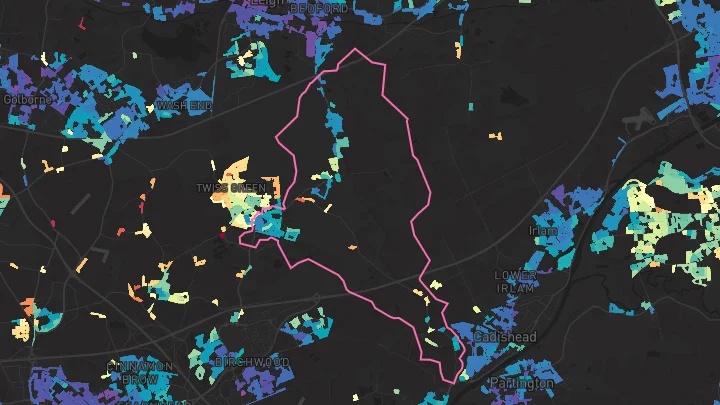 House price heatmap showing property values across Culcheth