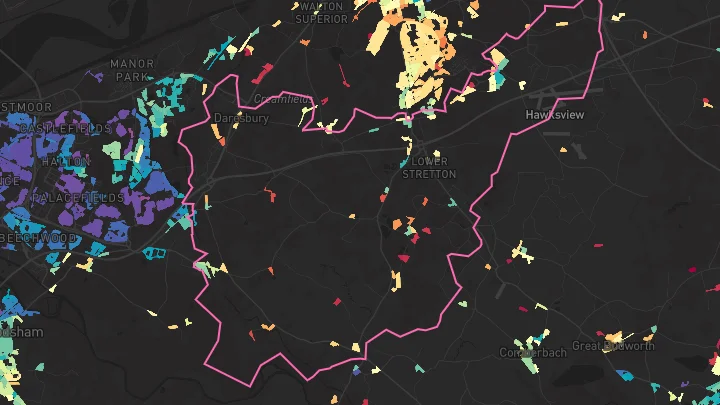 House price heatmap showing property values across Appleton Thorn