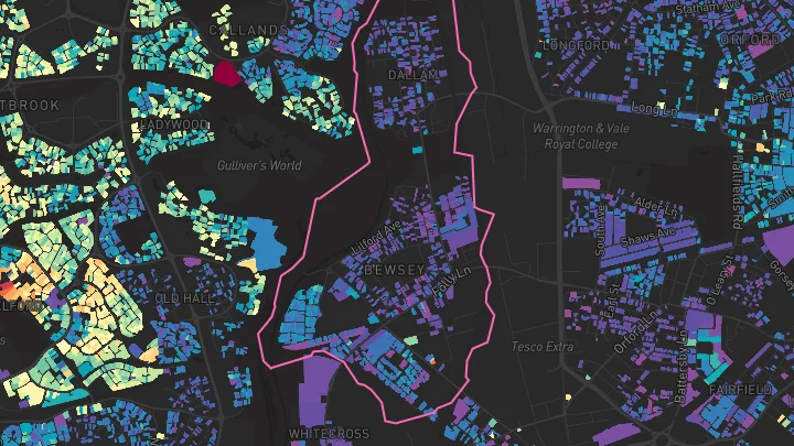 House price heatmap showing property values across Warrington