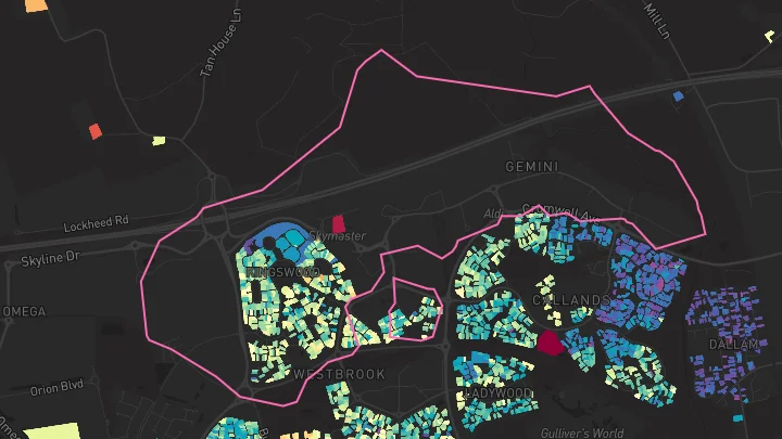 House price heatmap showing property values across Westbrook