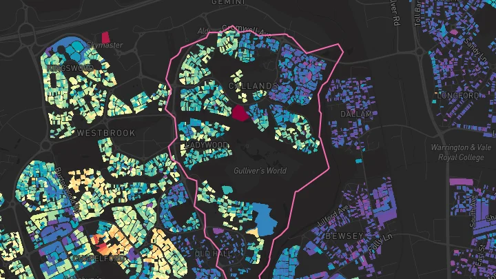 House price heatmap showing property values across Callands