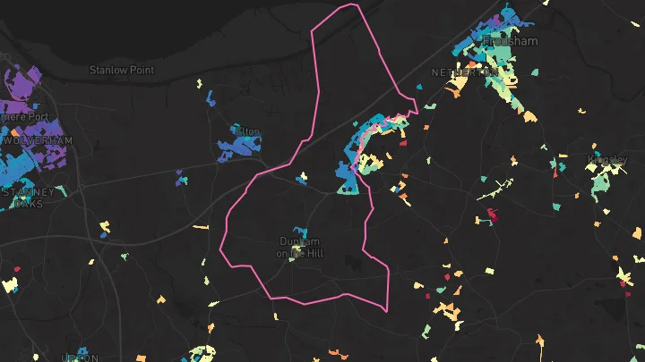 House price heatmap showing property values across Helsby