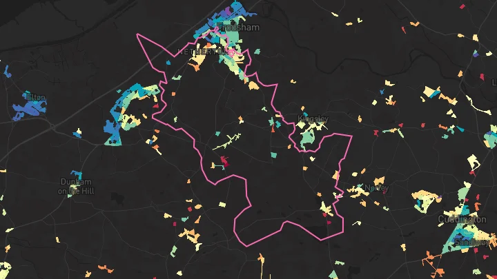 House price heatmap showing property values across Frodsham