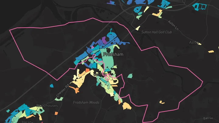 House price heatmap showing property values across Frodsham