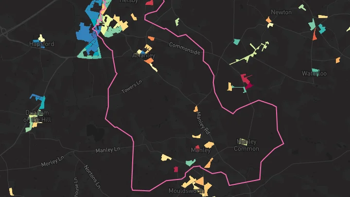 House price heatmap showing property values across Helsby