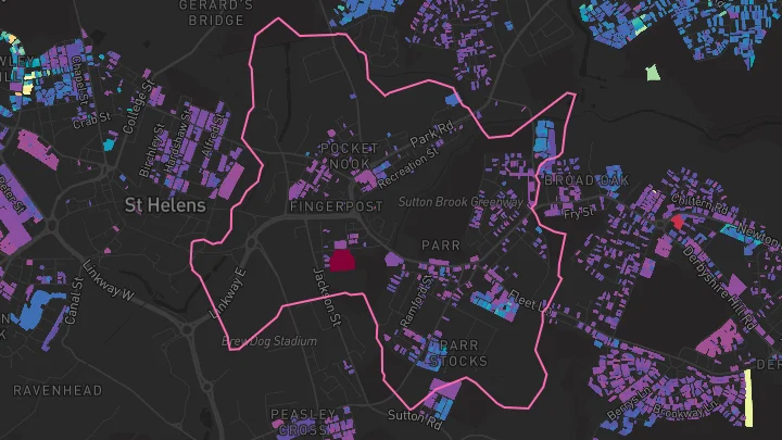 House price heatmap showing property values across St Helens