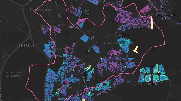 House price heatmap showing property values across St Helens