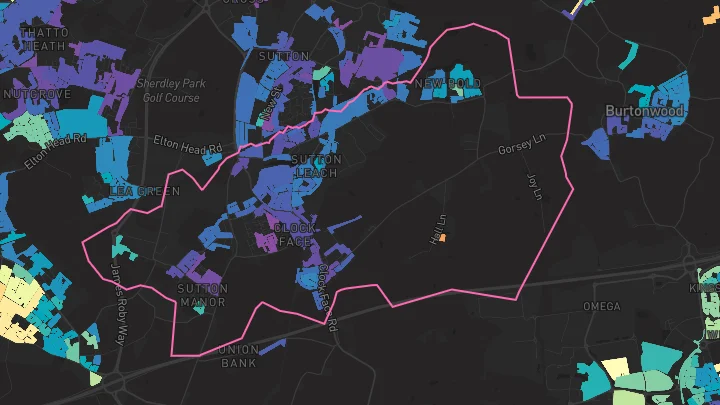 House price heatmap showing property values across Clock Face