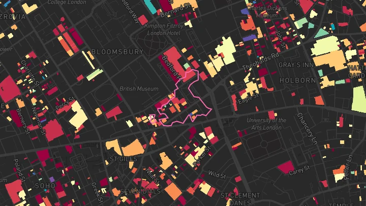 House price heatmap showing property values across Holborn